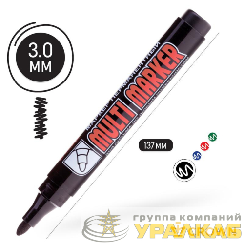 Маркер перманентный "Multi Marker" 3мм пулевидный черн. Crown Б0048239 детальная картинка