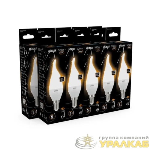 Лампа светодиодная Black Tailed 6.5Вт свеча 3000К тепл. бел. E14 520лм 150-265В Gauss 