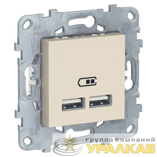 Механизм розетки USB 2-м UNICA NEW 5В/2100мА беж. SchE NU541844 детальная картинка