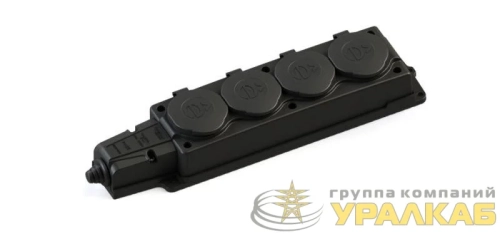 Колодка удлинителя 4-м MultiSet 16А 250В IP44 с заземл. каучук черн. SE MST4104BK детальная картинка
