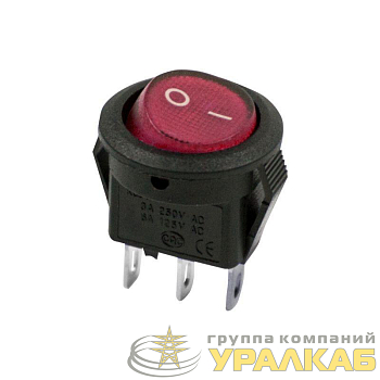 Выключатель клавишный круглый 250В 3А (2с) ON-OFF Micro RWB-105 SC-214 красн. Rexant 36-2511
