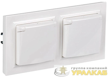Розетка с крышкой Brite 16А IP44 РСбш10-3-44-БрБ механизм бел. в сб 2шт IEK BR-R16-16-44-2-K01-F-PRO