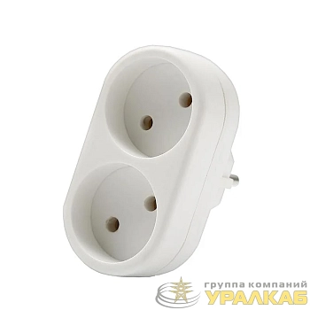 Разветвитель 2-м плоский без заземл. 10А 2200Вт 250В бел. DОМТОК 