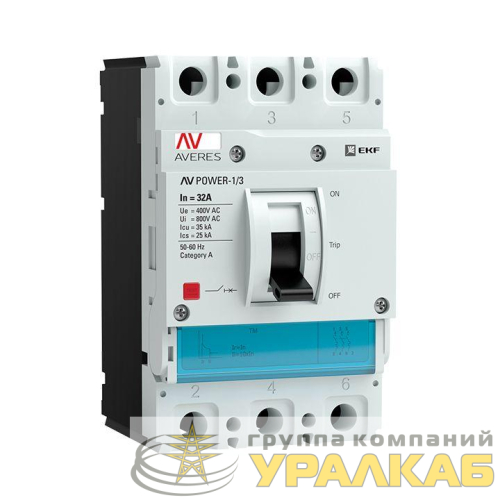 Выключатель автоматический 3п 32А 35кА AV POWER-1/3 TR AVERES EKF mccb-13-32-TR-av детальная картинка