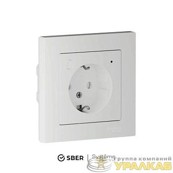 Розетка AtlasDesign Smart 16А L+N с заземл. защ. шторки Zigbee механизм бел. SE ATN000145Z
