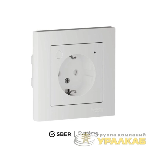 Розетка AtlasDesign Smart 16А L+N с заземл. защ. шторки Zigbee механизм бел. SE 