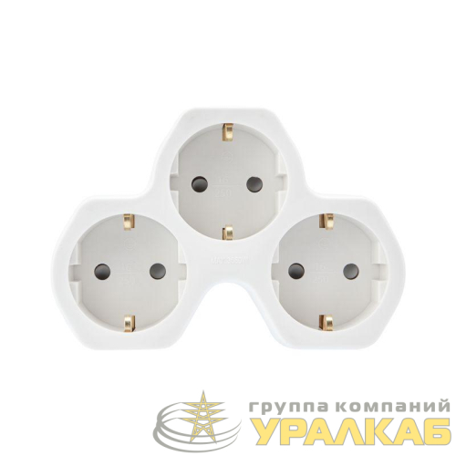 Разветвитель 3-м с заземл. 16А IP20 защ. шторки бел. Rexant 11-1088 детальная картинка