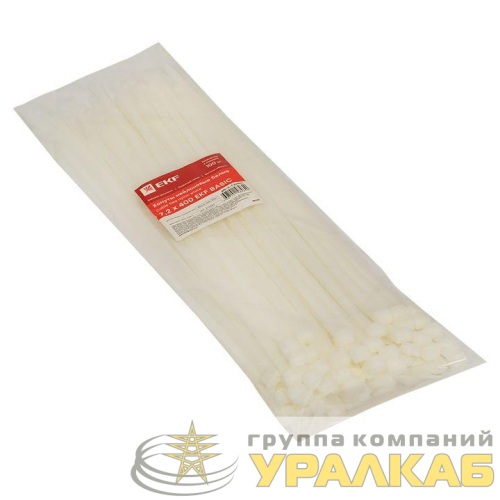 Хомут кабельный 7.2х400 нейл. бел. (уп.100шт) EKF plc-c-7.2x400 детальная картинка