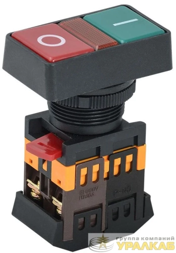 Кнопка PPBB-30N "I-O" d30мм 1з+1р 240В неон IEK 