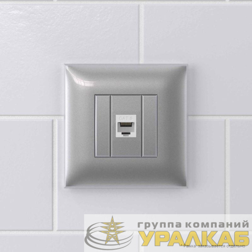 Розетка компьютерная 1-м СП Avanti "Закаленная сталь" RJ45 кат.6 без шторок механизм DKC 