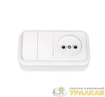 Блок ОП (розетка без заземл. + 2-кл. выкл.) бел. Bylectrica 