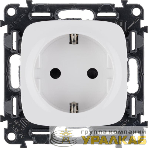 Механизм розетки 1-м СП Valena Allure 16А IP20 250В 2P+E защ. шторки безвинт. клеммы с лицев. панелью бел. Leg 753720 детальная картинка