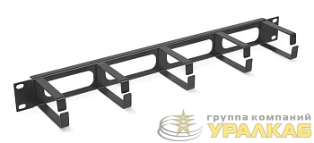 Органайзер кабельный JB08-1U-BK горизонт. 19дюйм 1U 5 колец метал. (RAL9004) черн. Cabeus 7115c
