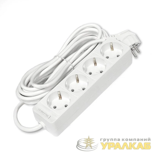 Удлинитель 4х5м с заземл. 16А IP20 3.5кВт ПВС 3х1 бел. DOMTOK 2397 детальная картинка