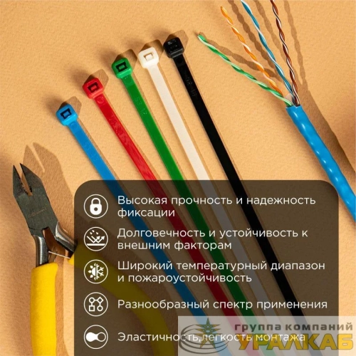 Хомут кабельный 2.5х150 нейл. разноцвет. (уп.25шт) Rexant 