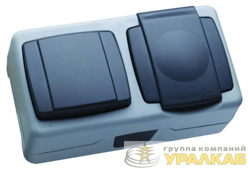 Выключатель 1-кл. + розетка IP44 с крышкой Makel 