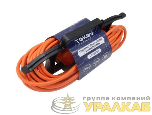 Удлинитель-шнур на рамке 1х10м с заземл. 6А IP44 3х0.75 с защ. крышкой TOKOV ELECTRIC TKE-SR10-075-Z детальная картинка