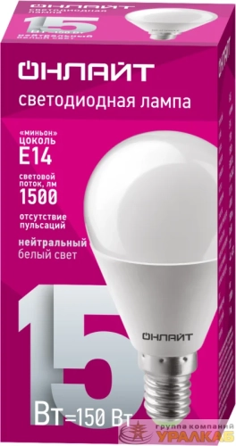 Лампа светодиодная 90 459 OLL-G45-15-230-4K-E14-FR ОНЛАЙТ 