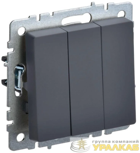 Выключатель 3-кл. СП BRITE ВС10-3-0-БрГ 10А механизм графит IEK BR-V30-0-10-K53 детальная картинка