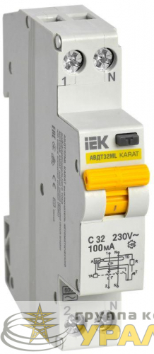Выключатель автоматический дифференциального тока С 32А 100мА АВДТ32МL KARAT IEK MVD12-1-032-C-100