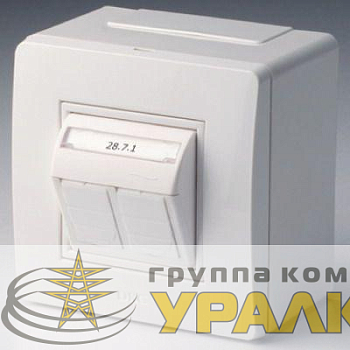 Коробка PDD-N60 в сборе с 2 розетками BRAVA RJ45 кат.5е (телефон/компьютер) бел. DKC 10656