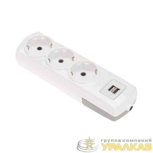Колодка 3-м с заземл. PREMIUM 2 USB бел. Rexant 13-4402 детальная картинка