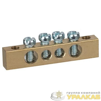 Шина NO-122-01 PEN земля-ноль 6х9мм 4/2 латунная с креплениями по краям Эра 