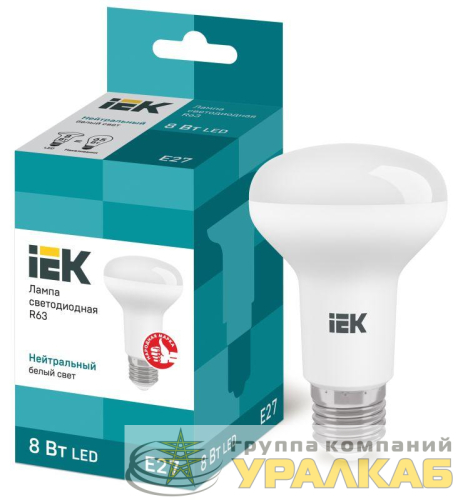 Лампа светодиодная Eco 8Вт R63 4000К нейтр. бел. E27 720лм 230-240В IEK LLE-R63-8-230-40-E27 детальная картинка