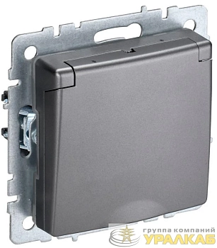 Розетка BRITE РСбш10-3-БрС 16А IP20 с заземл. защ. шторки с крышкой механизм сталь IEK BR-R16-16-K46