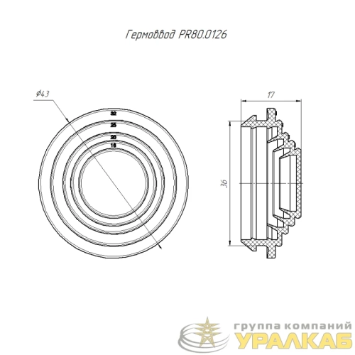 Гермоввод d32 (уп.5шт) Промрукав 