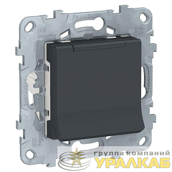 Механизм розетки UNICA NEW с защ. крышкой защ. шторки с заземл. 16А 250В IP40 антрацит SchE NU503754TA