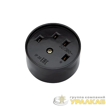 Розетка РШ для электрической плиты 32А 380В 3Р+РЕ (ОУ) черн. Rexant 11-8525
