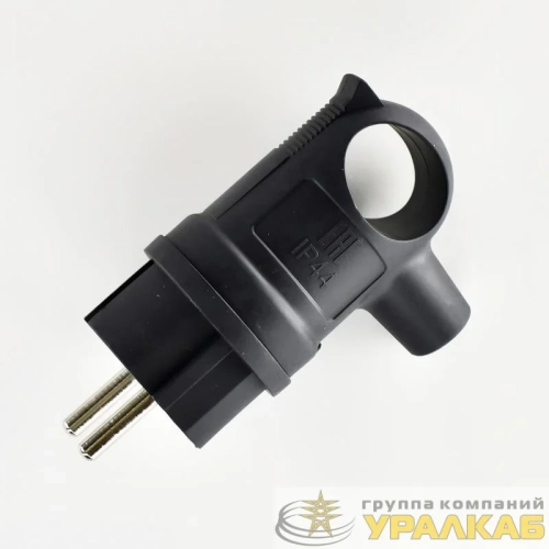 Вилка 16А 2P+PE 220-240В IP44 с ручкой каучук LEZARD 106-0400-0109/109 детальная картинка