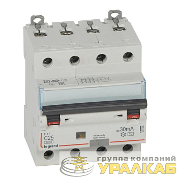 Выключатель автоматический дифференциального тока 4п C 25А 30мА тип AC 10кА DX3 4мод. Leg 411188