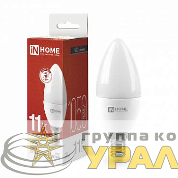 Лампа светодиодная LED-СВЕЧА-VC 11Вт свеча 4000К нейтр. бел. E14 1050лм 230В IN HOME 4690612020471