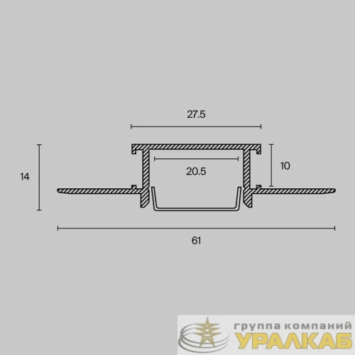 Профиль алюминиевый скрытого монтажа 61х14 Maytoni 