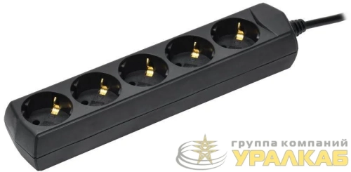 Удлинитель 5х3м с заземл. 10А IP20 У05 250В ПВС 3х1 черн. GENERICA WYP10-10-05-03-Z-K02-G детальная картинка