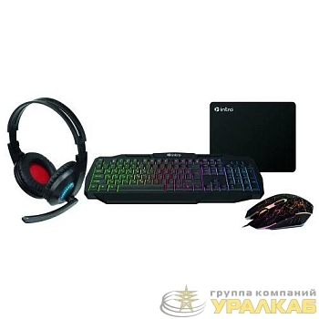 Комплект клавиатура и мышь GXZ900 игровой 1200-3600dpi + коврик + гарнитура черн. Intro Б0060194