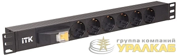 Блок розеток 6 мест PDU (немец. станд.) с автоматом 1U вход С14 без шнура ITK PH21-6D3