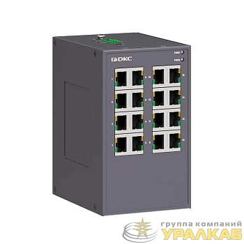 Коммутатор промышленный неуправляемый 16х10/100Base-T(X) портов RJ45 12-48В DC/18-30В AC с резервированием DKC N1000-16T-P2