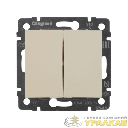Выключатель 2-кл. СП Valena 10А IP31 250В механизм сл. кость IEK 774305 детальная картинка
