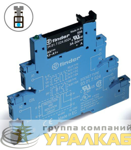 Реле модульное интерфейсное 2А 240В AC 24В DC IP20 винт. клеммы FINDER 