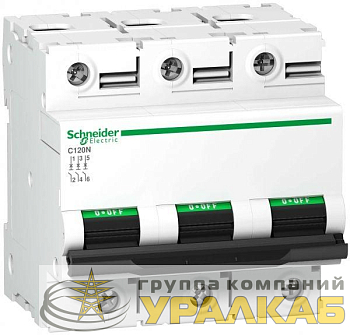 Выключатель автоматический модульный 3п C 80А 10кА Acti9 C120N SchE A9N18365