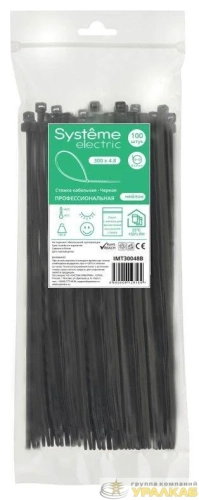 Стяжка кабельная 300х4.8 черн. (уп.100шт) SE 