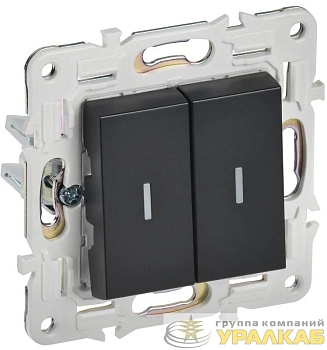 Выключатель проходной 2-кл. SKANDY 10А SK-V10Bl с индикацией черн. IEK 