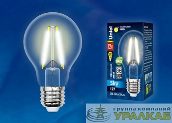 Лампа светодиодная LED-A60-12W/3000K/E27/CL PLS02WH Sky 12Вт A 3000К тепл. бел. прозр. картон Uniel UL-00004866