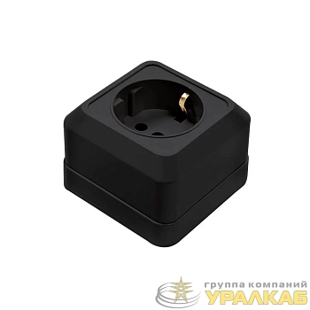 Розетка 1-м BOLLETO с заземл. накладная 7028B черн. IN HOME 