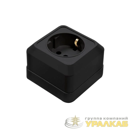 Розетка 1-м BOLLETO с заземл. накладная 7028B черн. IN HOME 