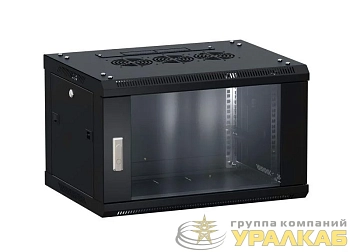 Шкаф настенный 19дюйм TERACOM PRO 9U 600х450мм дверь стеклянная с замком-ручкой черн. EKF TRP-WLL-0964-40B