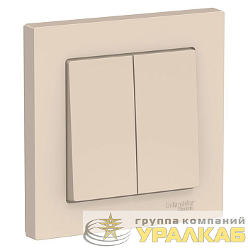 Выключатель 2-кл. СП AtlasDesign 10А IP20 (сх. 5) 10AX в сборе беж. SE ATN000252